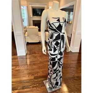 David Meister, Black and white strapless …